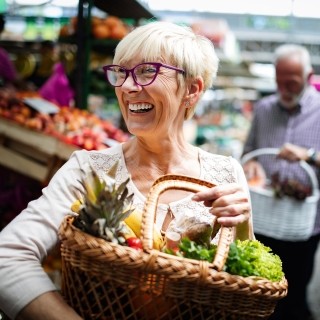 Senior woman shopping for groceries