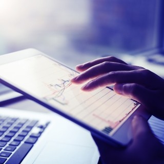 A tablet showing a line graph