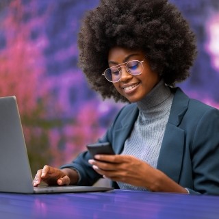 Woman using cell phone