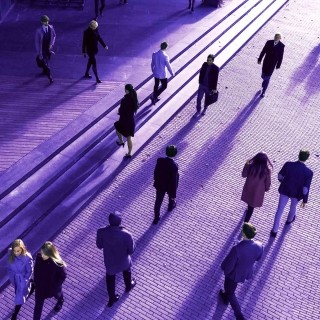 Image of office workers walking outdoors