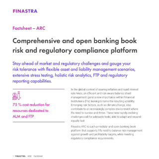 Image of tablet with cover of Finastra Arc factsheet