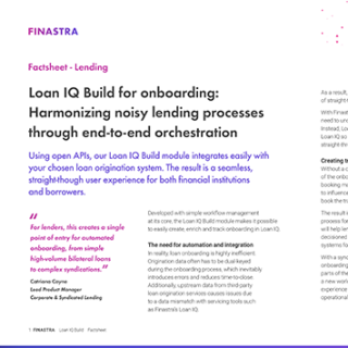 Image of laptop with cover slide for "Loan IQ Build for onboarding: Harmonizing noisy lending processes through orchestration" brochure