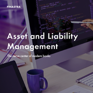 Image of laptop with cover slide for "Asset and liability management" white paper