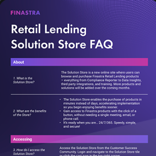 Image of tablet with cover slide of "Retail Lending Solution Store FAQ" infographic