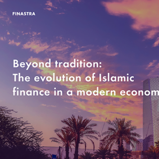 Image of laptop with cover slide for the "Beyond tradition: The evolution of Islamic finance in a modern economy" white paper