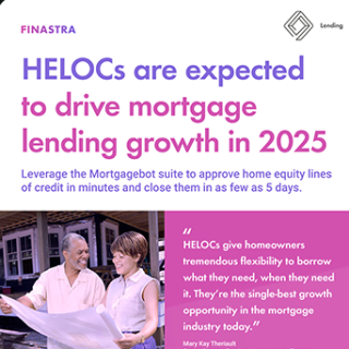 Image of tablet with cover slide of the "HELOCs are central to mortgage lending growth" infographic