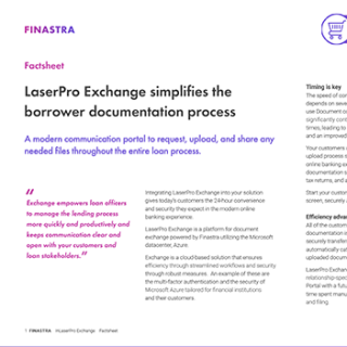 Image of laptop with cover slide for the LaserPro Exchange factsheet