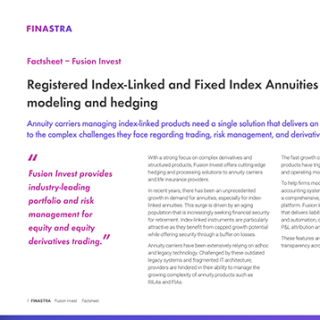 Image of laptop with cover slide for the "Registered Index-Linked and Fixed Index Annuities modeling and hedging" factsheet