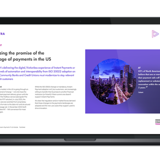 Image of laptop with cover slide for the "Realizing the promise of the new age of payments in the US" factsheet