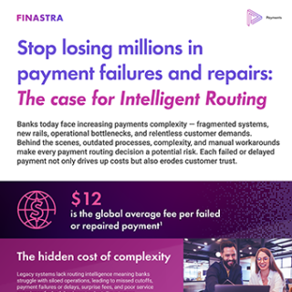 Image of tablet with cover slide of "Stop losing millions in payment failures and repairs: The case for Intelligent Routing" infographic