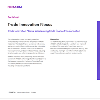 Image of laptop with cover slide of "Trade Innovation Nexus" factsheet