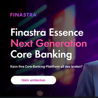 Image of laptop with cover slide of "Modernize your core for agility and growth (German)" infographic