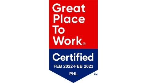 Badge for Great Place to Work® Institute 2022 PHL