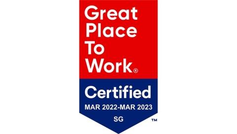Badge for Great Place to Work® Institute 2022 SG
