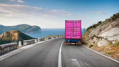 Truck driving on road