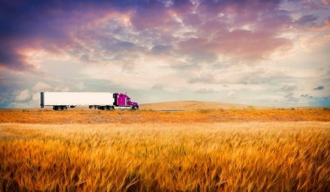 Image of large truck in a field