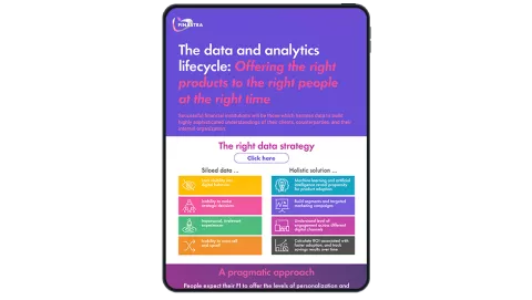 Image of tablet with cover slide for "The data and analytics lifecycle..." infographic
