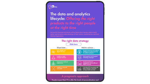 Image of tablet with cover slide for "The data and analytics lifecycle..." infographic