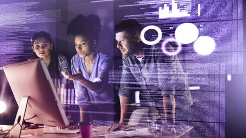 Team working on computer