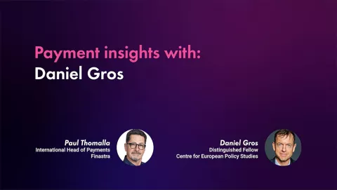 Cover slide of "Payment interviews: Daniel Gros..." Video