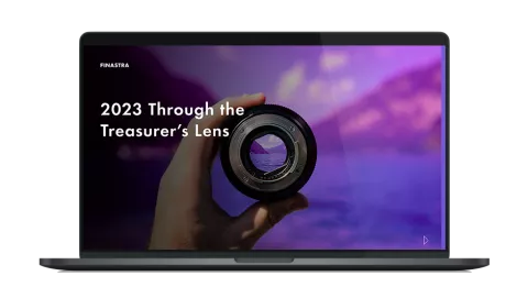 Image of laptop with cover slide for "2023 through the treasurer’s lens" white paper