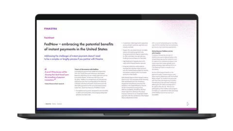 Image of laptop with cover slide for FedNow factsheet