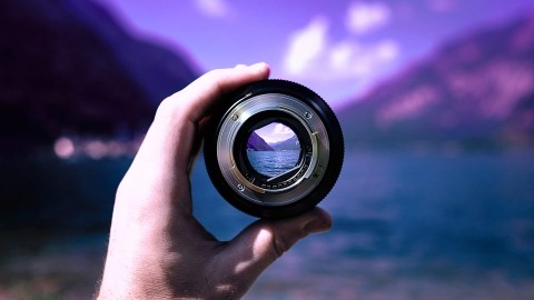 Image of looking at a landscape through a lens