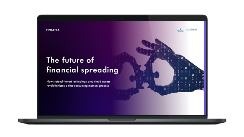 Image of laptop with cover slide for "FlashSpread on-premise: The future of financial spreading" white paper