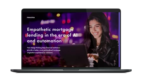 Image of laptop with cover slide for "Empathetic mortgage lending in the era of AI and automation" white paper