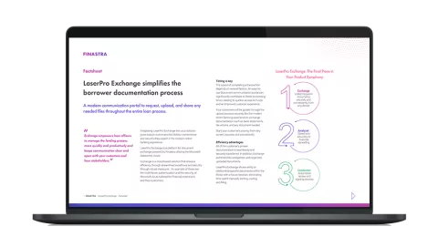 Image of laptop with cover slide for the LaserPro Exchange factsheet