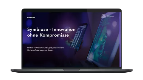 Image of laptop with cover slide of "The advantage of a symbiosis strategy" german white paper