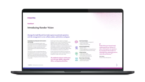Image of laptop with cover slide for the "Kondor Vision: A unified, intuitive, and dynamic user experience" factsheet