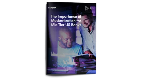 Image of magazine with cover slide of "The Importance of Modernization for Mid-Tier U.S. Banks" report