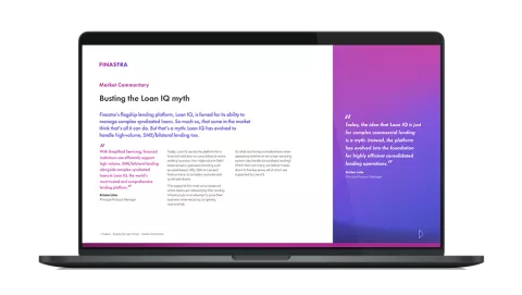 Image of laptop with cover slide for the "Busting the Loan IQ myth" market commentary