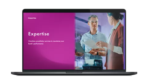 Image of laptop with cover slide of "Expertise" factsheet