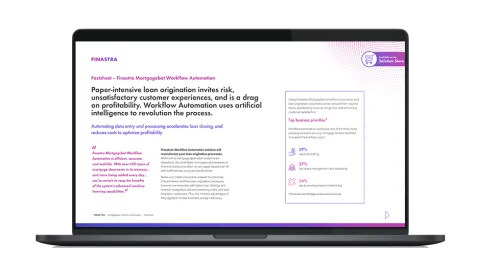 Image of laptop with cover slide for the Mortgagebot Workflow Automation factsheet