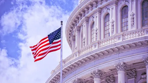 Image of the White House with the US flag