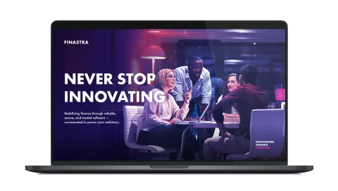 Image of laptop with cover slide for the "Never stop innovating" eBook