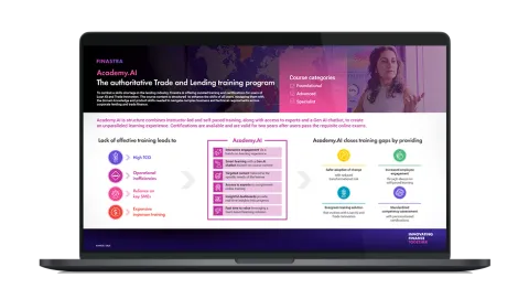 Image of laptop with cover slide for the "Academy.AI one-pager" infographic