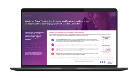 Image of laptop with cover slide for the "Conductor Guest: Secure, streamlined workflows with trusted third parties" infographic