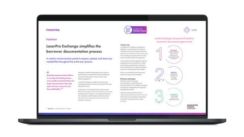 Image of laptop with cover slide for the LaserPro Exchange factsheet