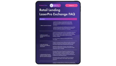 Image of tablet with cover slide for the "LaserPro Exchange Frequently Asked Questions (FAQs)" brochure