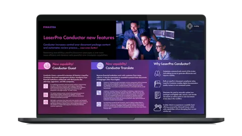 Image of laptop with cover slide for the "Conductor Guest + Translate new features!" infographic
