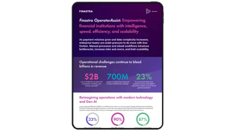 Cover image of "Finastra OperatorAssist: Empowering financial institutions with intelligence, speed, efficiency, and scalability" infographic