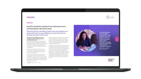 Image of laptop with cover slide of "LaserPro Conductor" factsheet