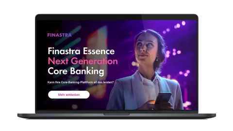 Image of laptop with cover slide of "Modernize your core for agility and growth (German)" infographic