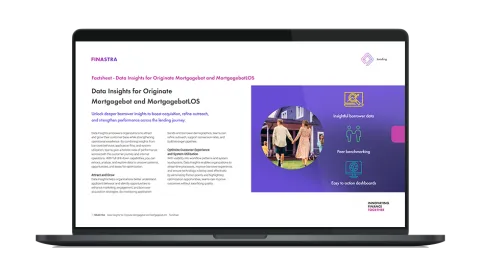 Image of laptop with cover slide of "Originate Mortgagebot Data Insights Factsheet" factsheet