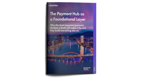 Image of magazine with cover slide of "The Payment Hub as a foundation layer" report