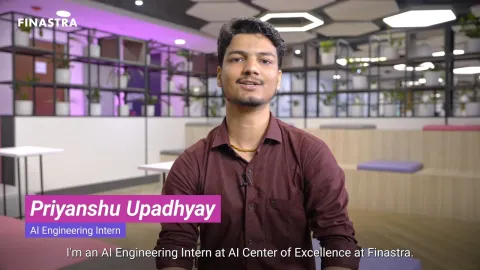 Cover image for the "Priyanshu Upadhyay,  AI Engineering Intern, discusses the approach to genrating new project ideas" employee story