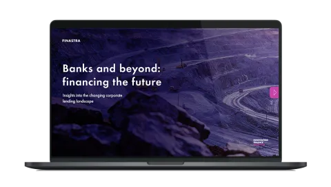Image of laptop with cover slide of "Banks and beyond: financing the future" white paper
